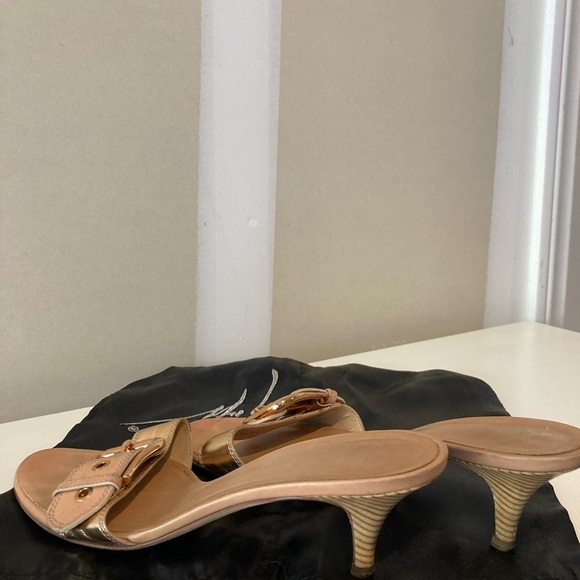 GIUSEPPE ZANOTTI ROSE GOLD CREAM LEATHER SLIDES EXCELLENT PRE-LOVED US 10.5B - Picture 6 of 10